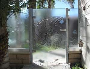 orange county etched glass and metal gate in Laguna Beach