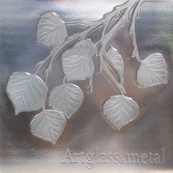 Cast Glass Aspen Branch and Leaves with etching after casting