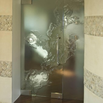 Cast glass beach terrace door