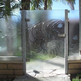 Cast glass gate for Laguna Beach, California home