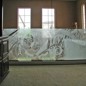 African Influenced Abstract Glass Wall