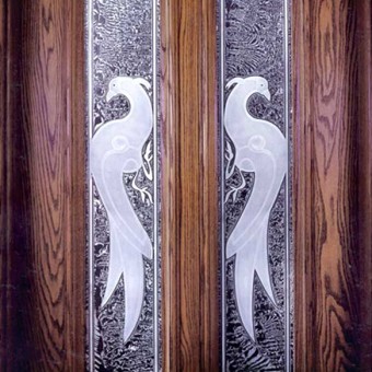 Golden Pheasants Etched and Glue Chipped Door Panels