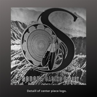 Custom Large Format Photo Etching on Black Glass for a Casino, 4' tall by 14' long