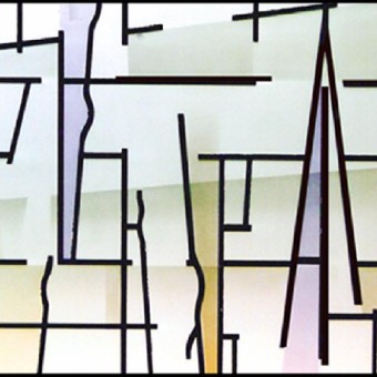 Custom Designed and Produced Bathroom Privacy Window with Abstract Motif