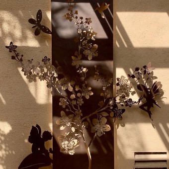 Detail of Metal Sakura Tree Sculpture