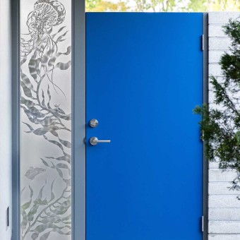 Stunning Custom Sidelight with Etched Glass Marine Life